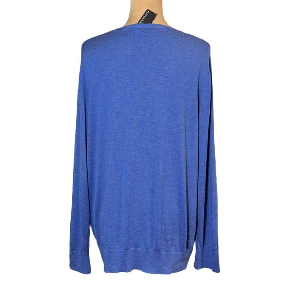NWT Banana Republic V-Neck Sweater SZ XL Blue Silk Blend Minimalist Preppy - Picture 2 of 11
